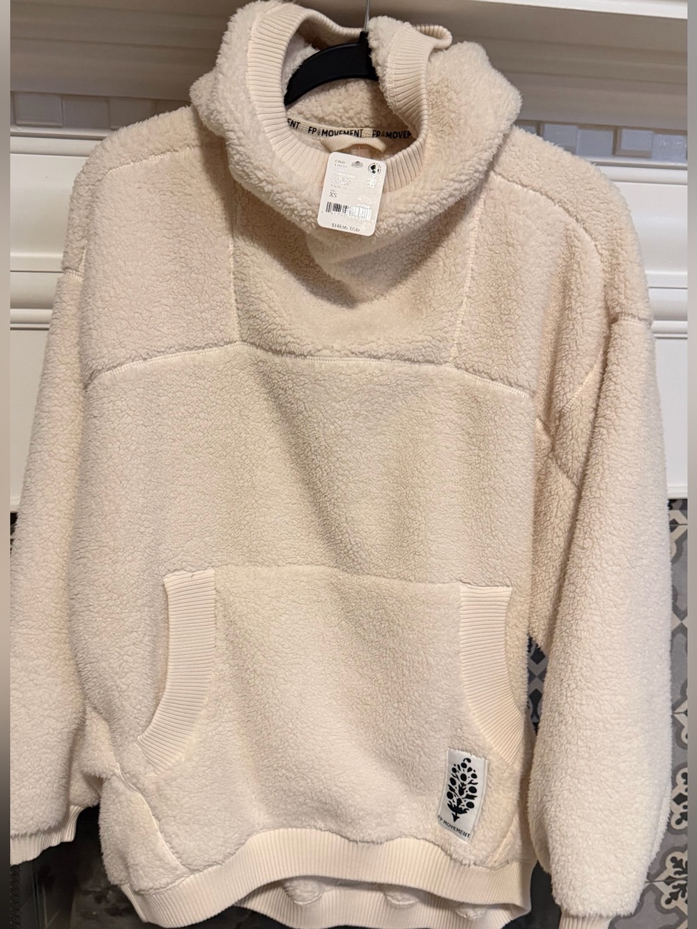 Last 1!💗 NWT Free People x FP Movement Scout It Out Fleece Pullover Ivory - Picture 8 of 10